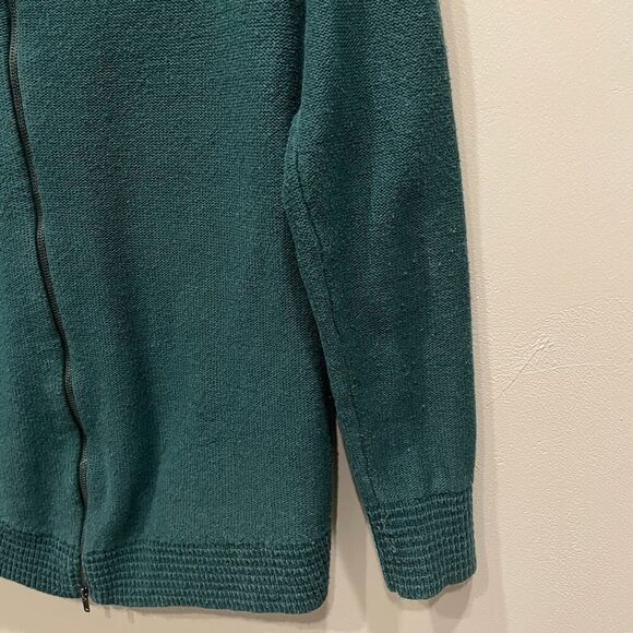 Madewell Crewneck Knit Back Zip Green Sweater - Size: Small - Picture 9 of 11